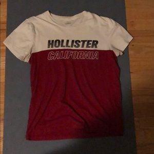 Red, black, and white Hollister shirt